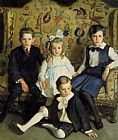A Family Portrait of Four Children by Harrington Mann